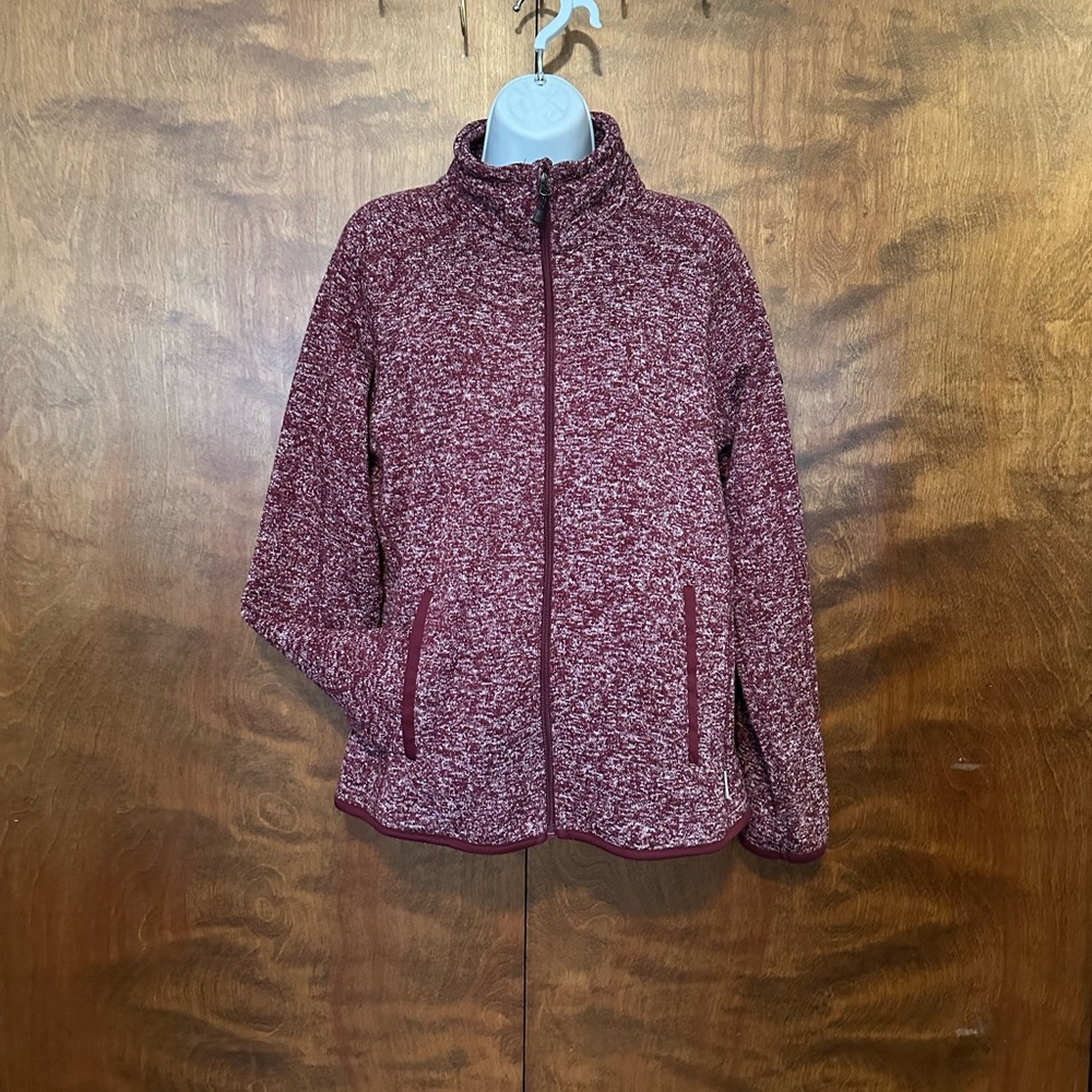 Avalanche Outdoor Supply Full Zip Fleece Sweater Jacket Womens M Burgundy Marled